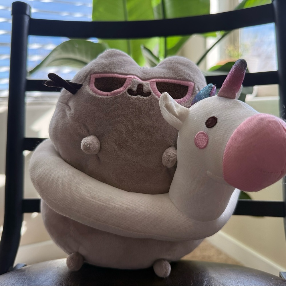 Cute Summer Pusheen Stuffy with Unicorn Float